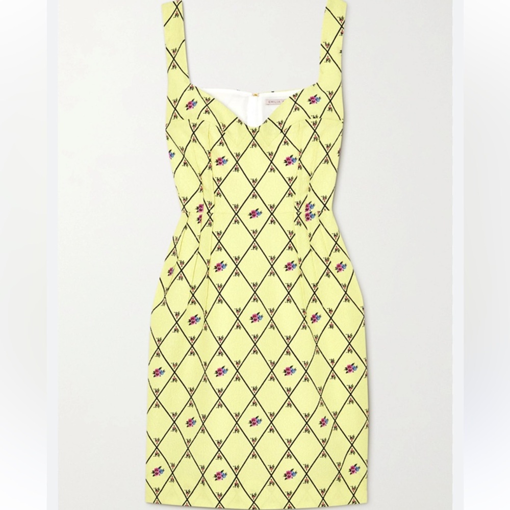 Emilia Wickstead Jude Printed Crepe Mini Dress In Light Green US size 10